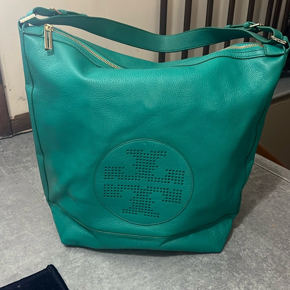 Large Green Tory Burch Tote